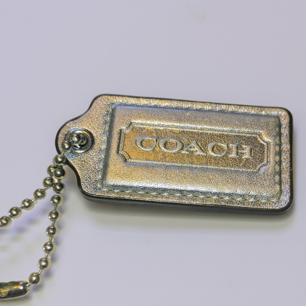 Coach Silver Tag Keychain Metallic